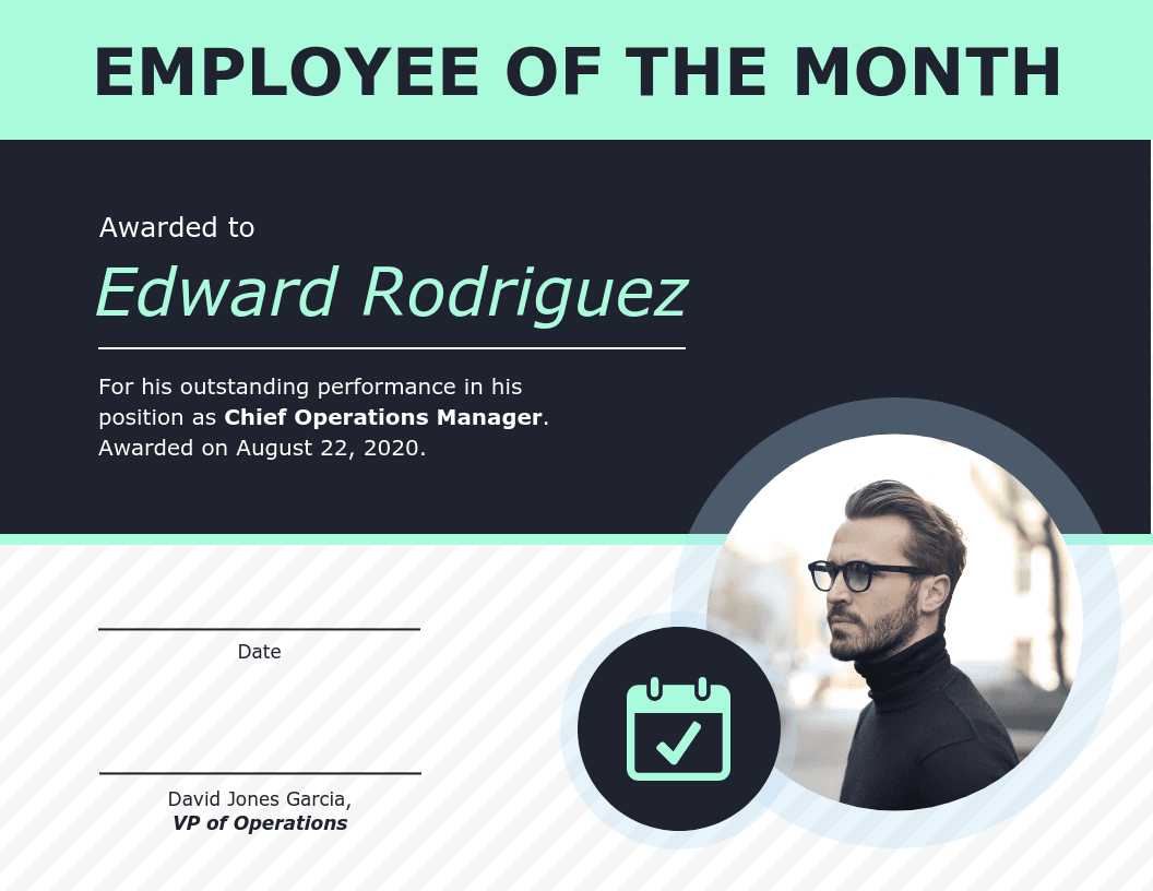 Employee Of The Month Certificate Of Recognition Template Intended For Employee Of The Month Certificate Template With Picture