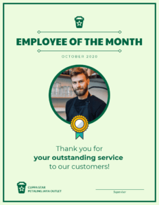 Employee Of The Month Certificate Template in Employee Of The Month Certificate Template With Picture