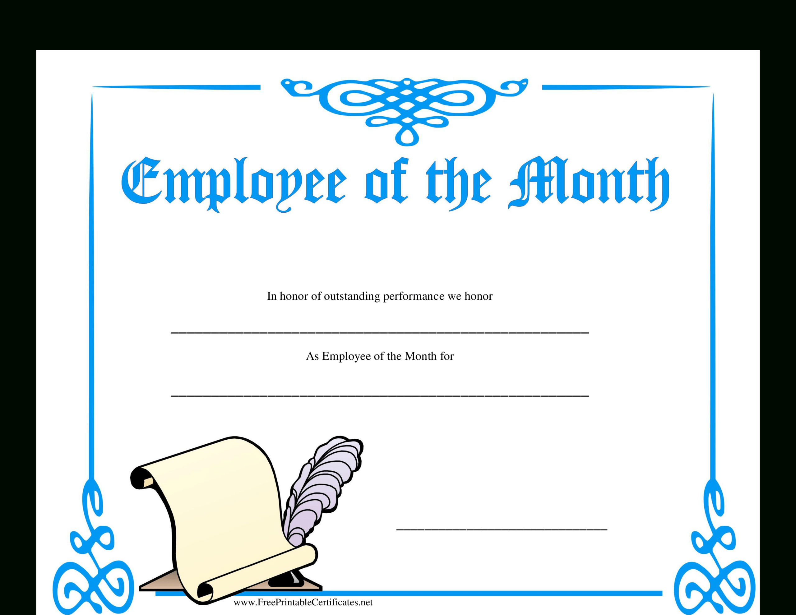 Employee Of The Month Certificate | Templates At Regarding Employee Of The Month Certificate Templates