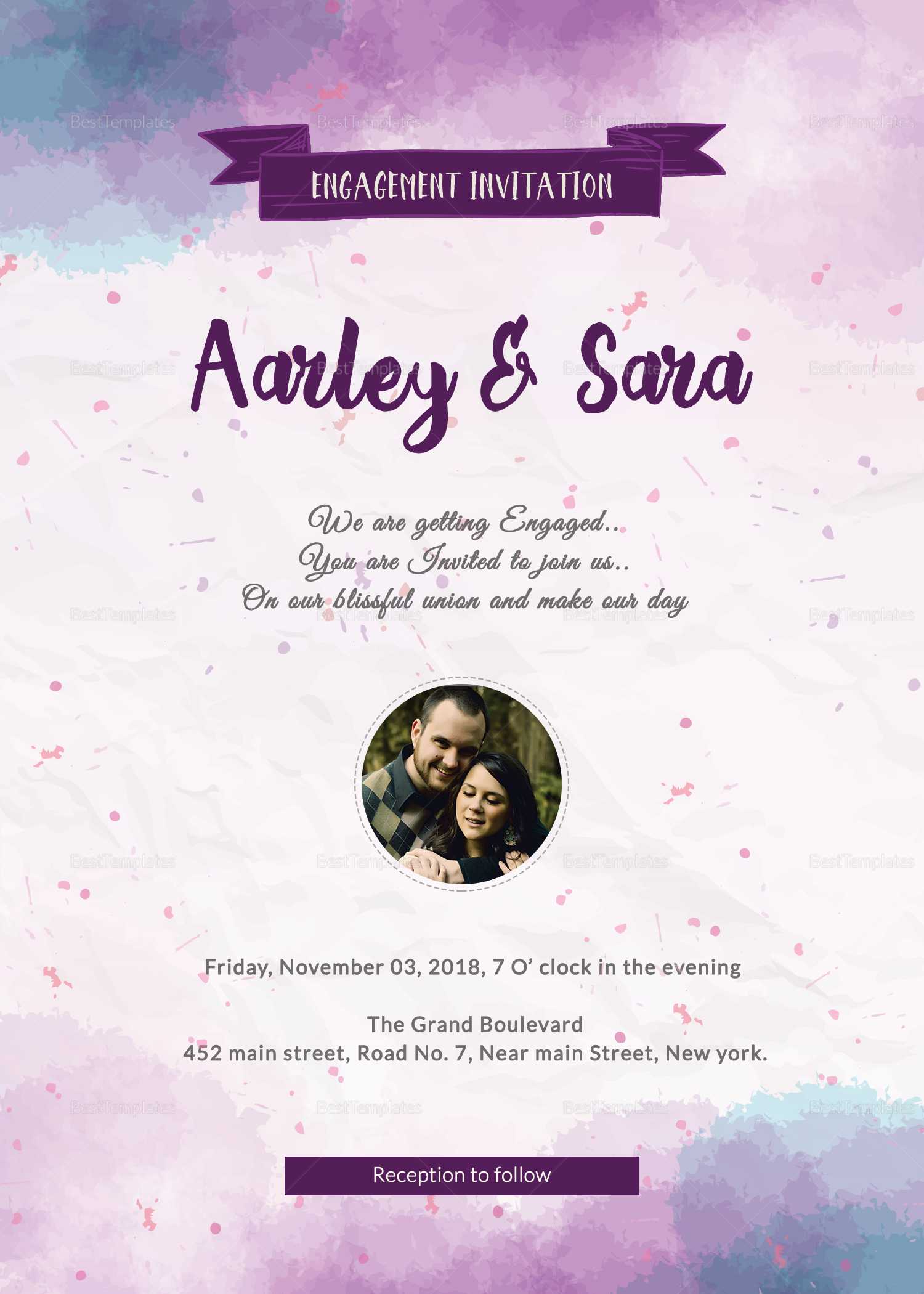 Engagement Party Invitation Card Template Throughout Engagement Invitation Card Template