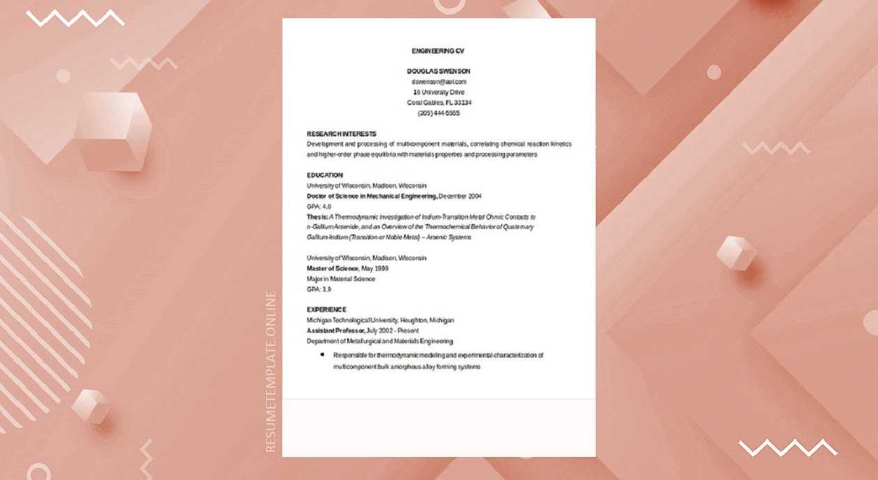 Engineering Resume Template – Simple Resume Template Free With Regard To Engineering Brochure Templates Free Download