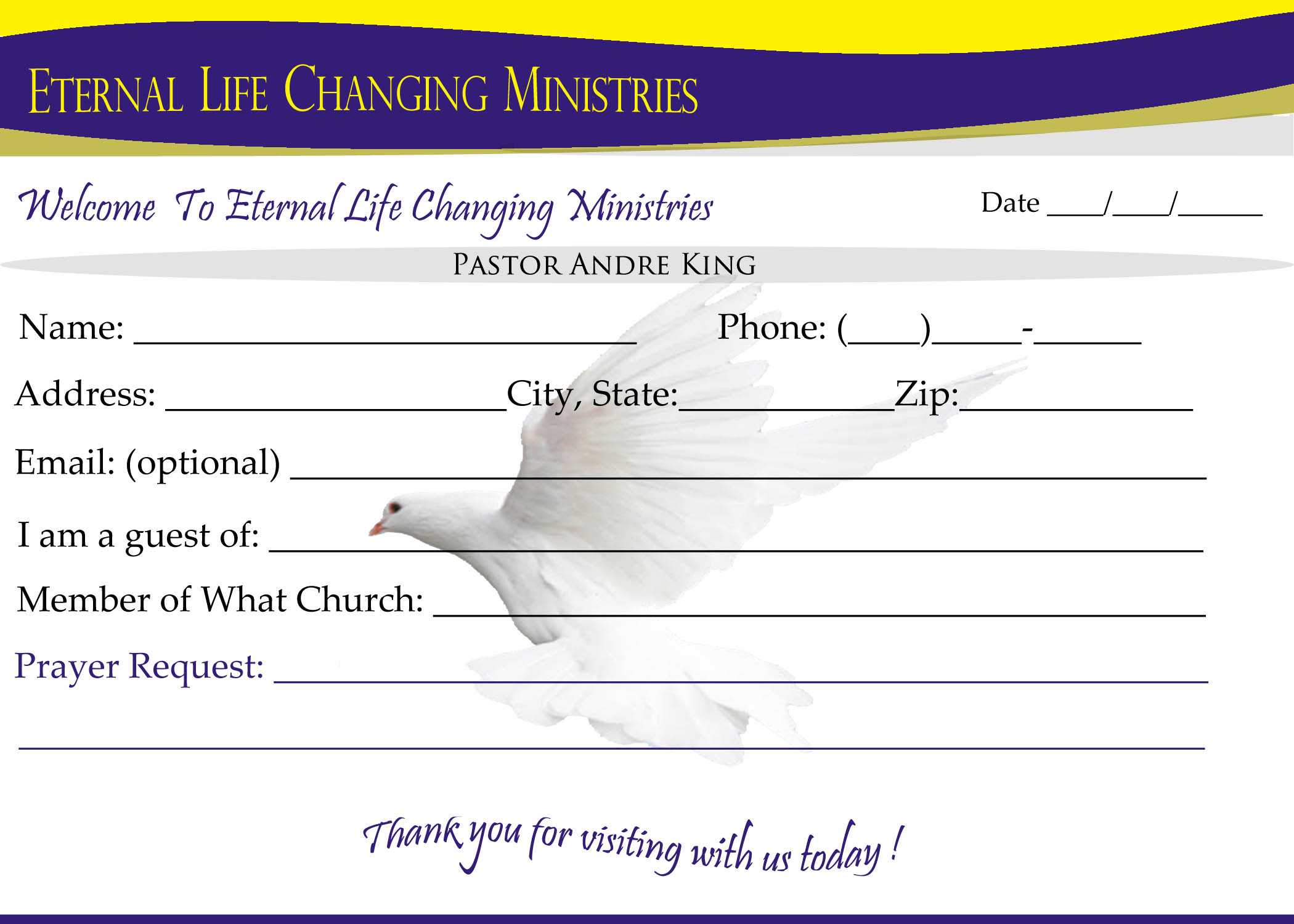 Eternal Life Visitor Card B | Creative Kingdom Designs Within Church Visitor Card Template Word