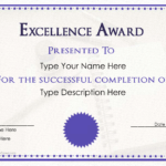Excellence Award Certificate | Templates At Regarding Life Saving Award Certificate Template