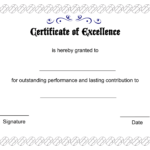 Excellent Certificate Of Excellence Template Designed With Free Printable Certificate Of Achievement Template