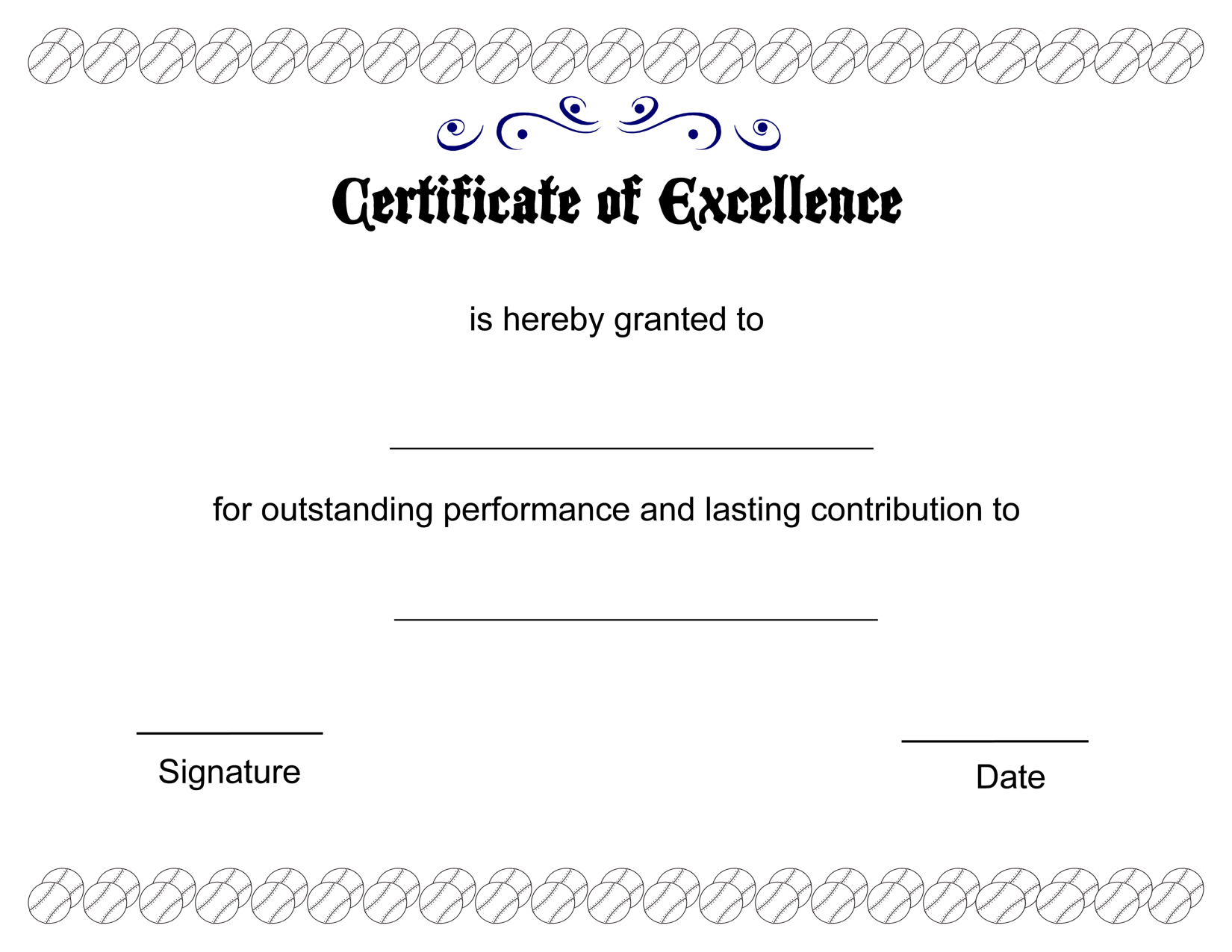 Excellent Certificate Of Excellence Template Designed With Regard To Award Of Excellence Certificate Template
