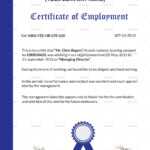 Excellent Employment Certificate Template With Template Of Certificate Of Employment