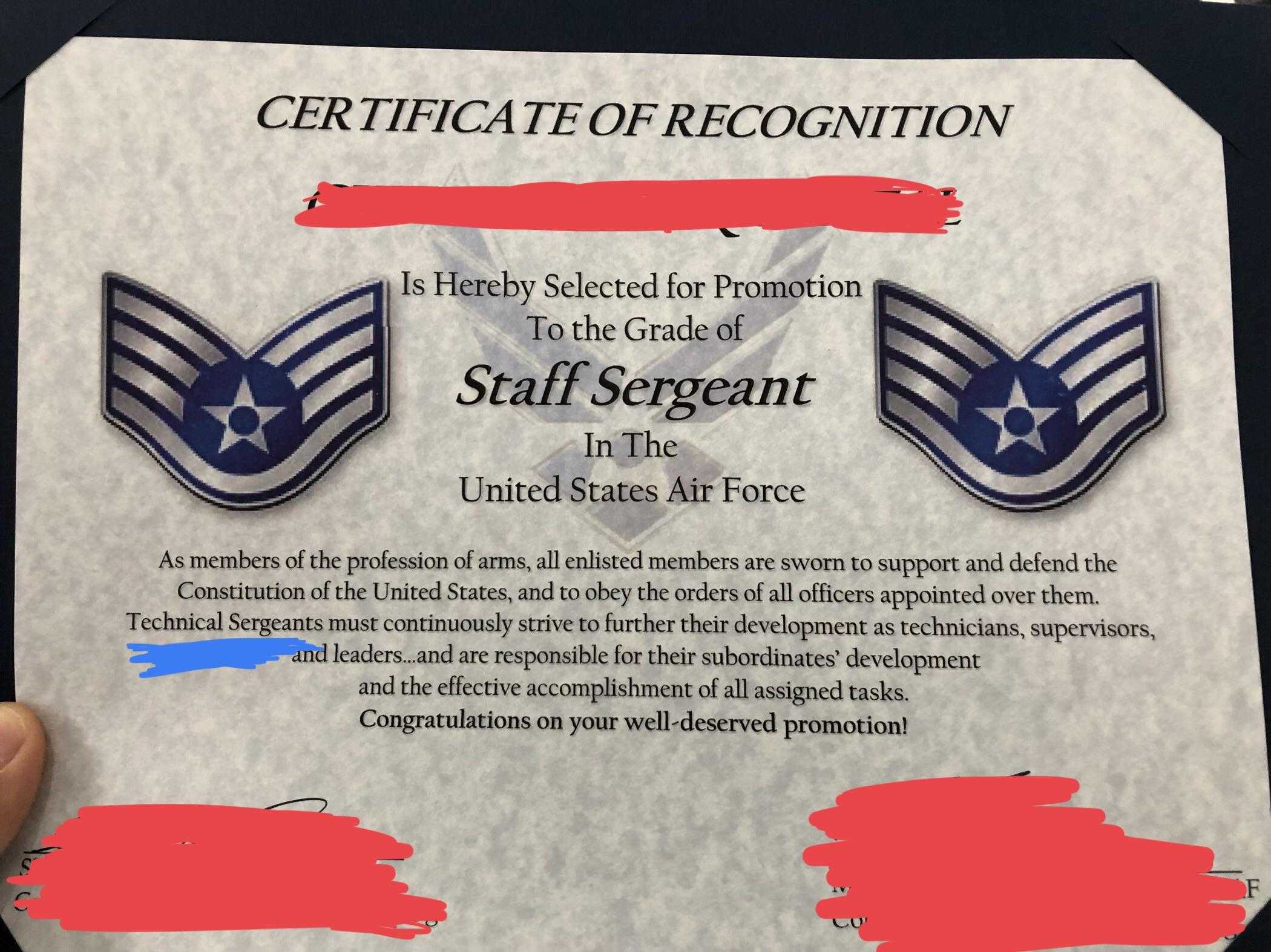 Excited For My Promotion To Sta— Uhh : Airforce In Officer Promotion Certificate Template