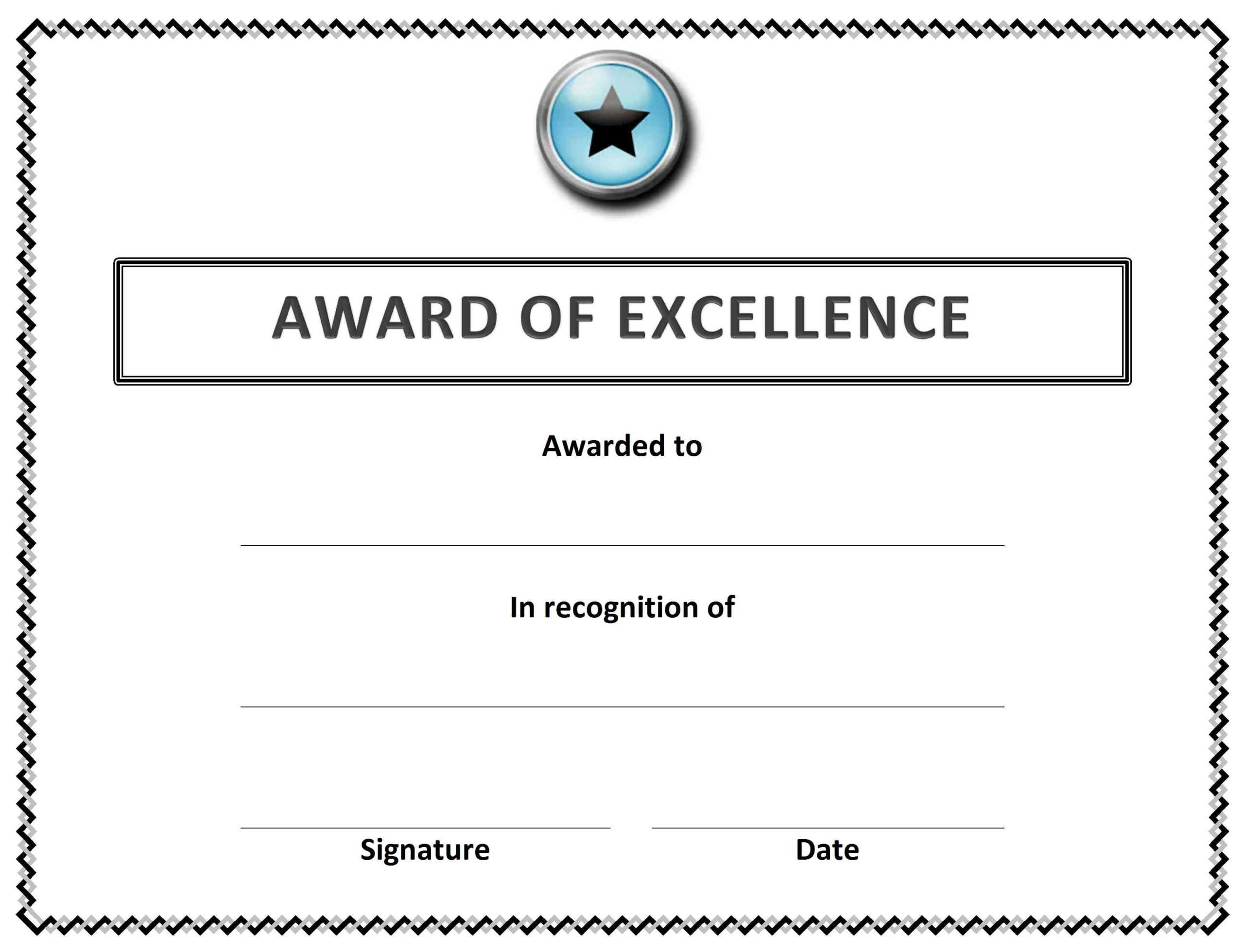 ? Free Sample Of Certificate Of Award Templates? Inside Free Printable Blank Award Certificate Templates