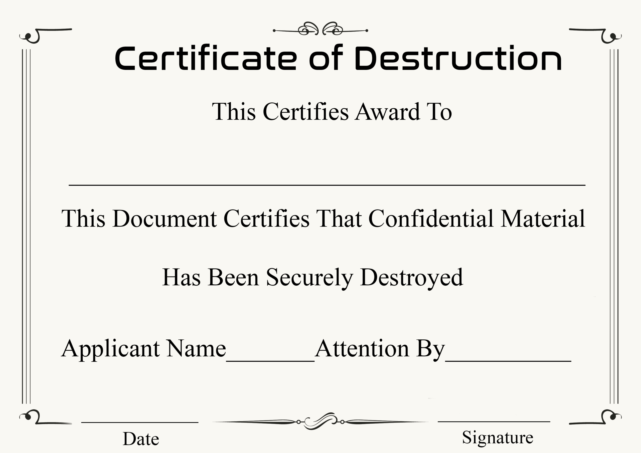 ?5+ Free Certificate Of Destruction Sample Templates? Inside Certificate Of Destruction Template