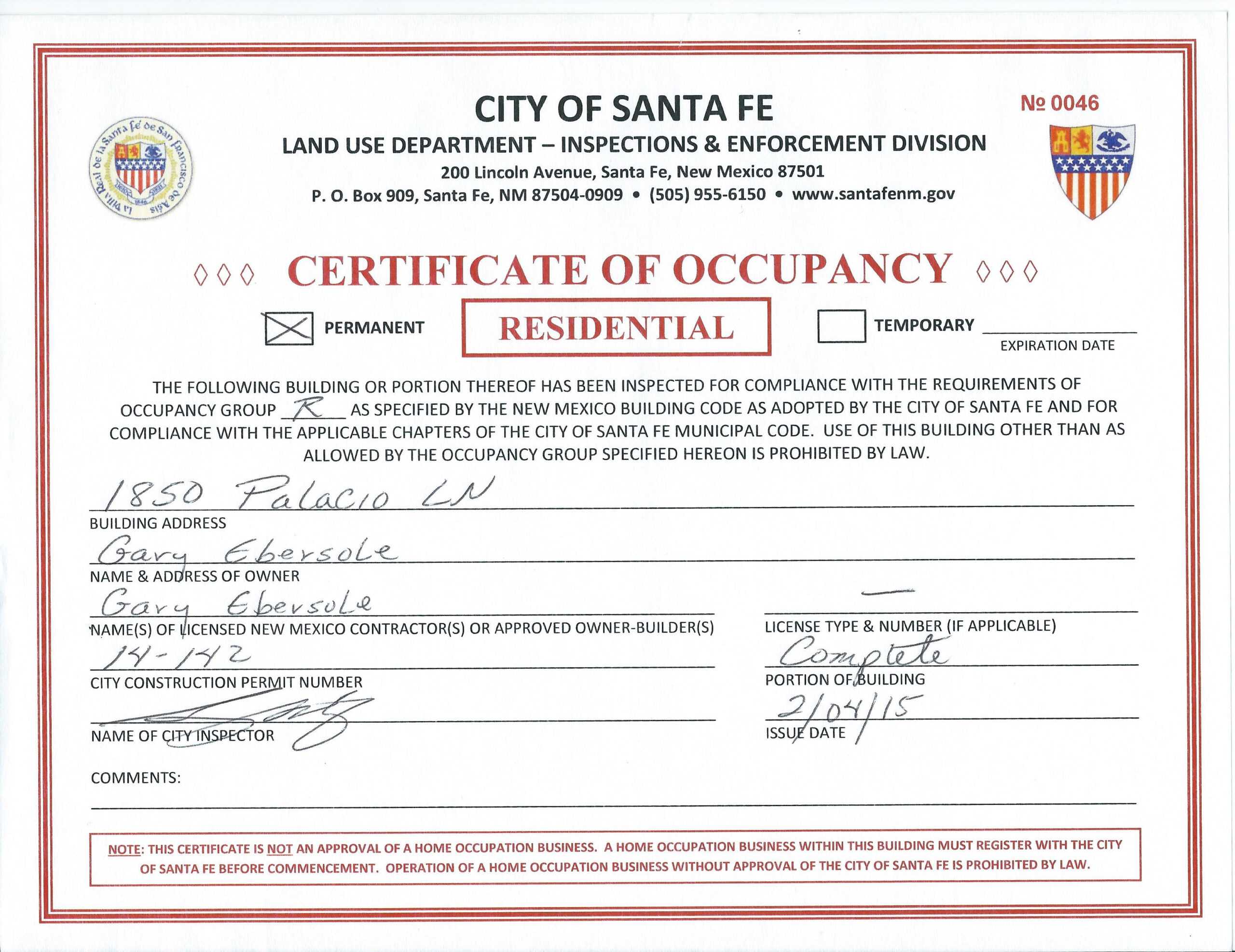 🥰free Certificate Of Occupancy Sample Templates & Example🥰 In Certificate Of License Template