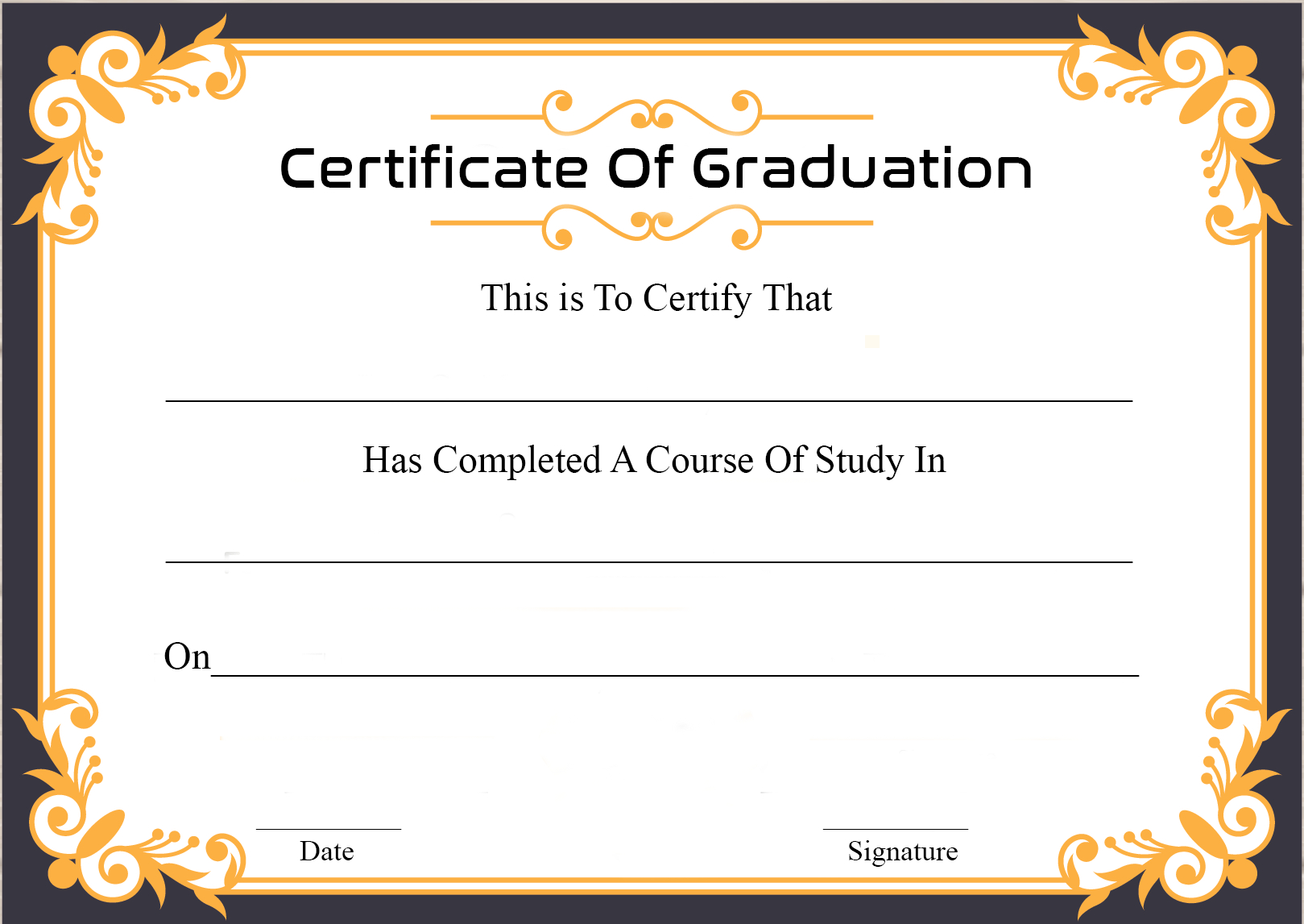 🥰free Certificate Template Of Graduation Download🥰 Pertaining To Graduation Certificate Template Word