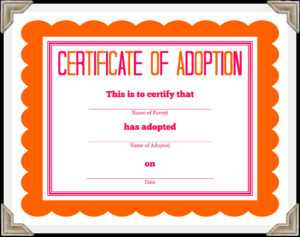 🥰free Printable Sample Certificate Of Adoption Template🥰 for Toy Adoption Certificate Template