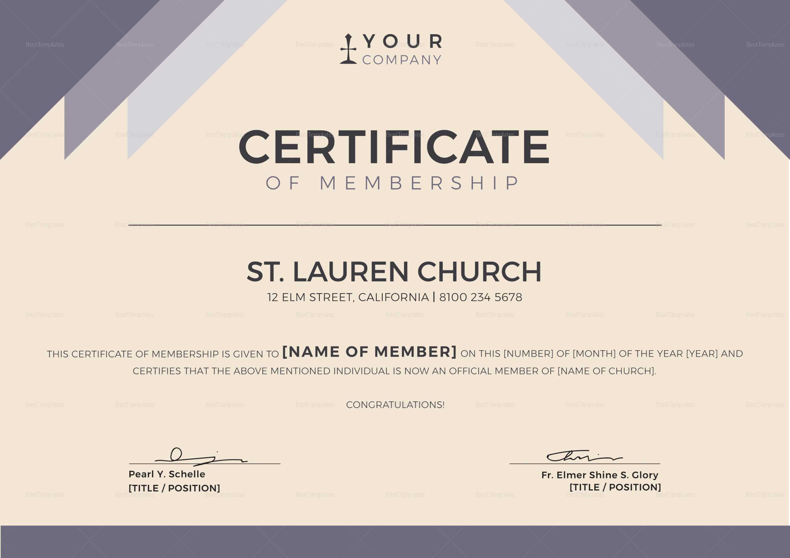 F1754 Church Certificate Template Baptism Wedding With New Member Certificate Template