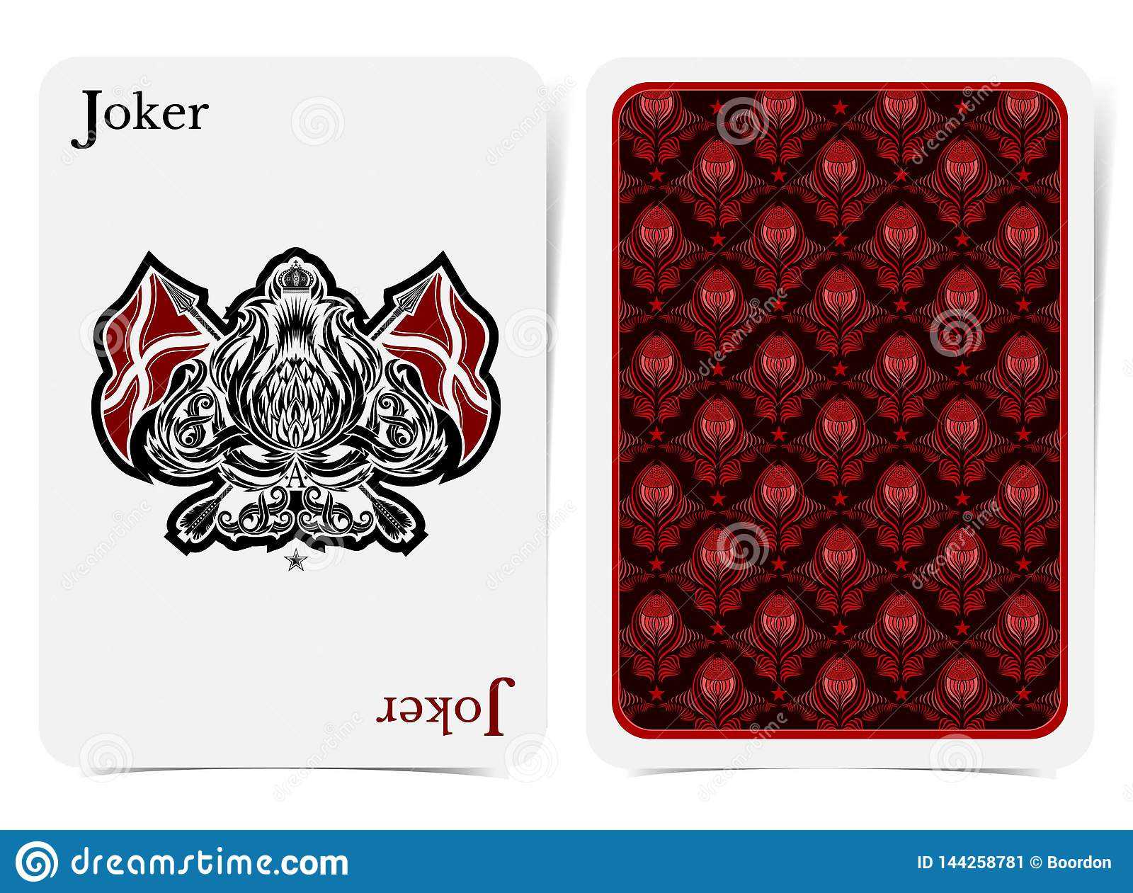 Face Of Joker Card Thistle Plant Pattern With Crossed Flags In Joker Card Template
