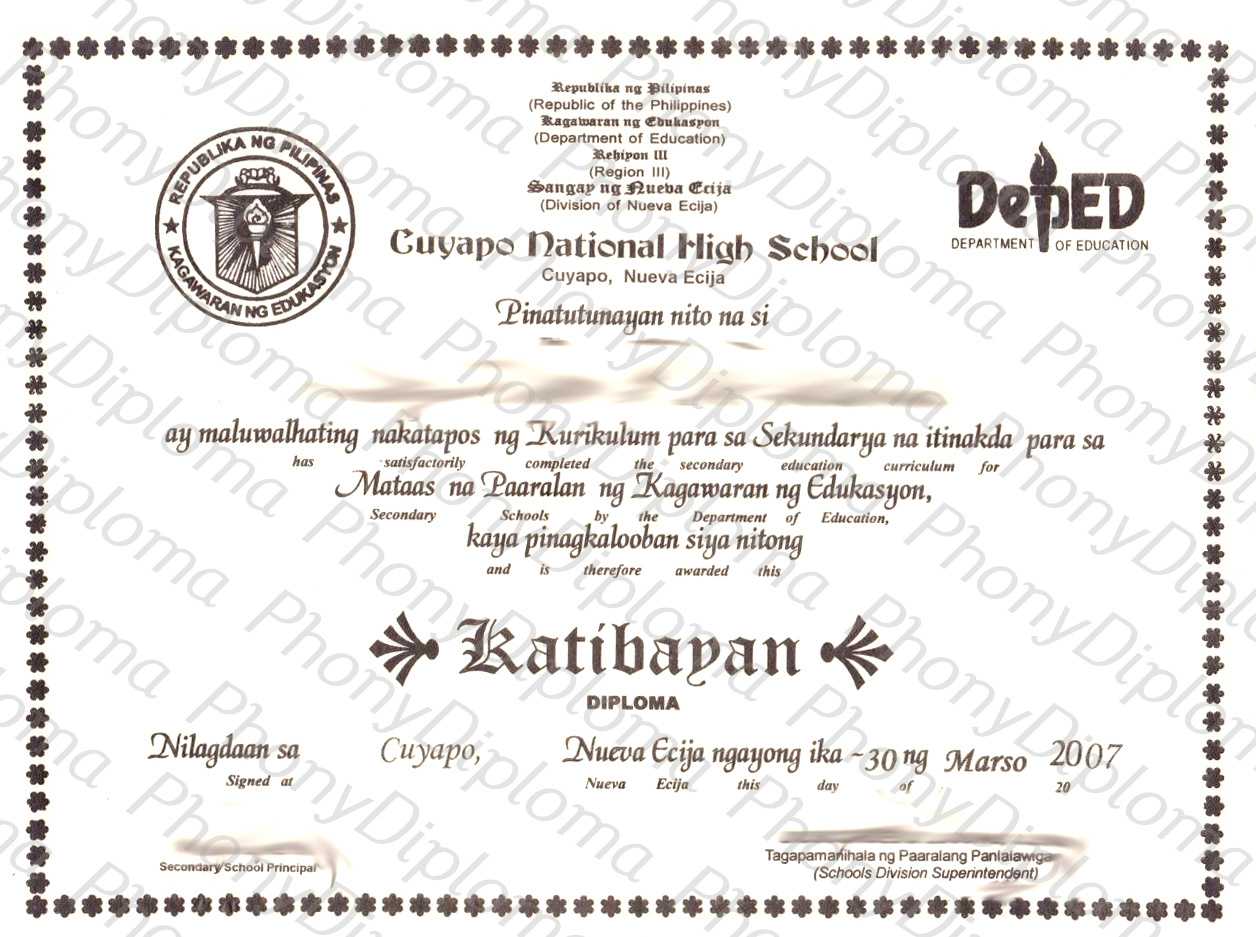 Fake Diploma From Philippines University With College Graduation Certificate Template