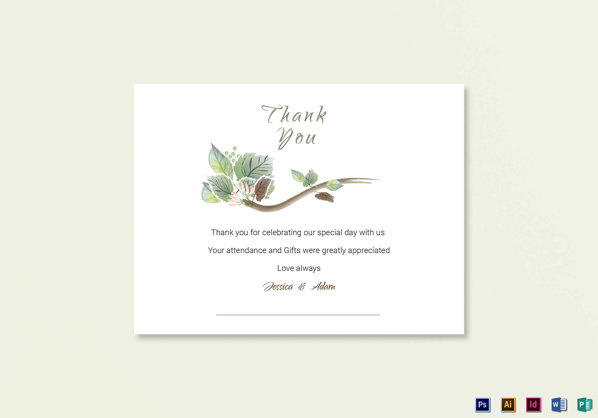 Fall Wedding Thank You Card Template Intended For Template For Wedding Thank You Cards
