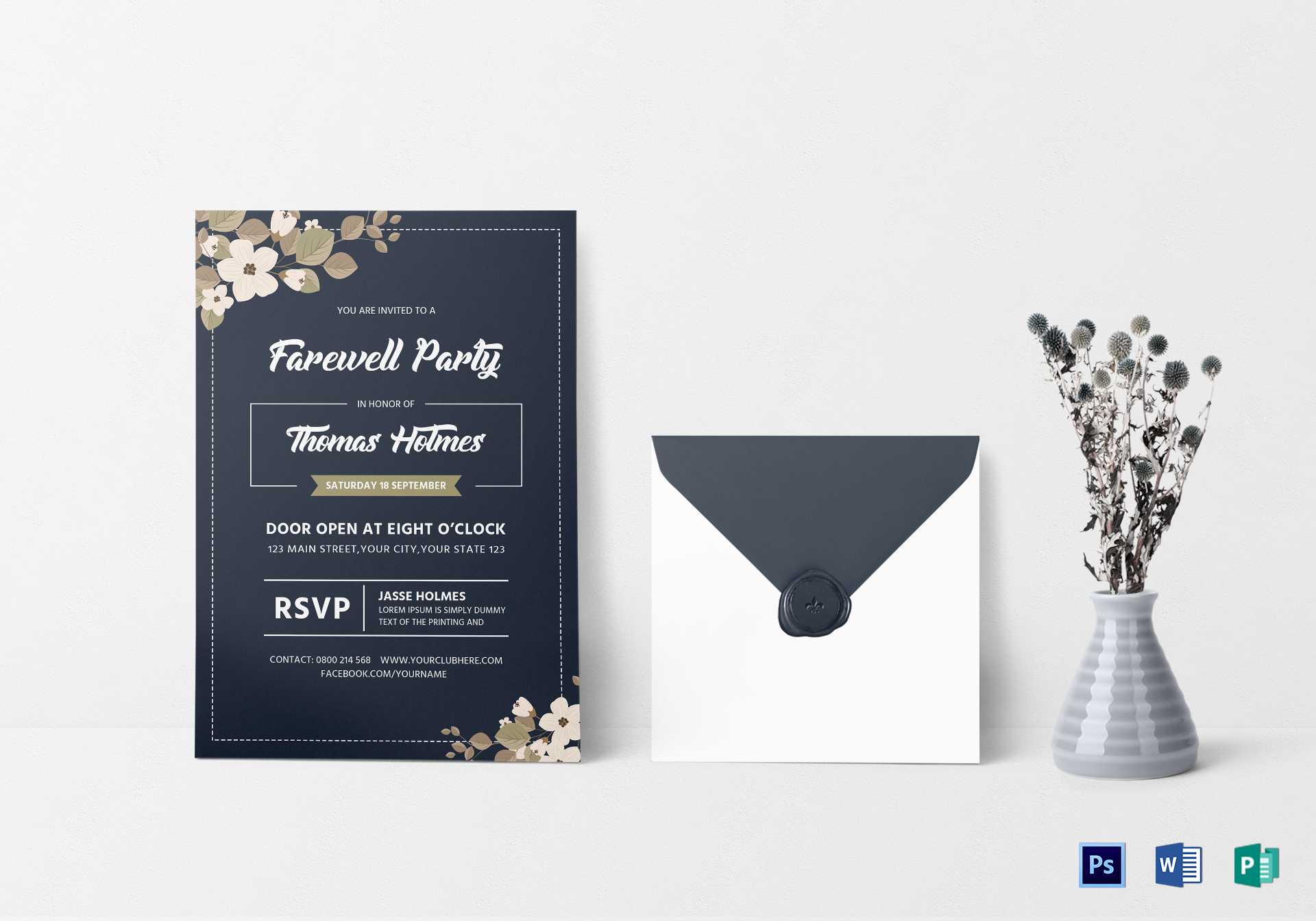 Farewell Party Invitation Card Template Pertaining To Farewell Invitation Card Template