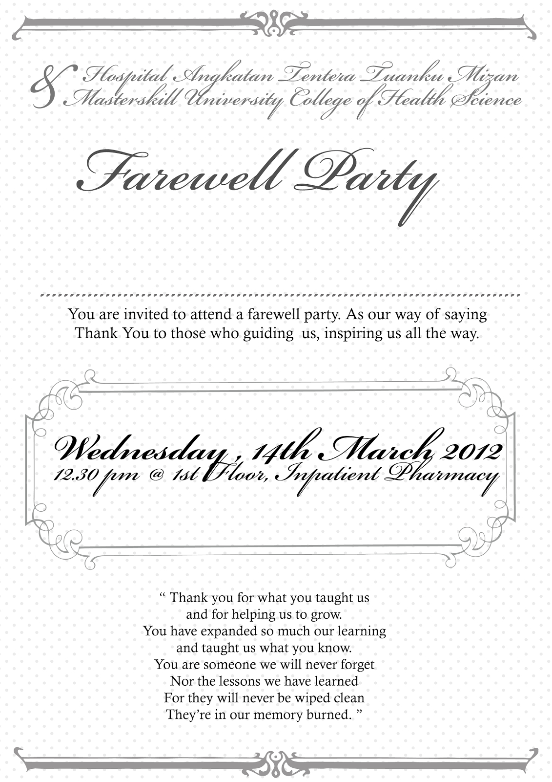 Farewell Party Invitation Cards Within Farewell Invitation Card 