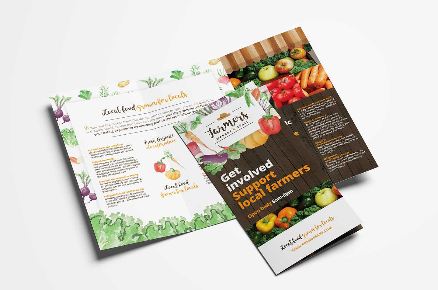Farmers Market Tri Fold Brochure Template In Psd, Ai For Nutrition Brochure Template