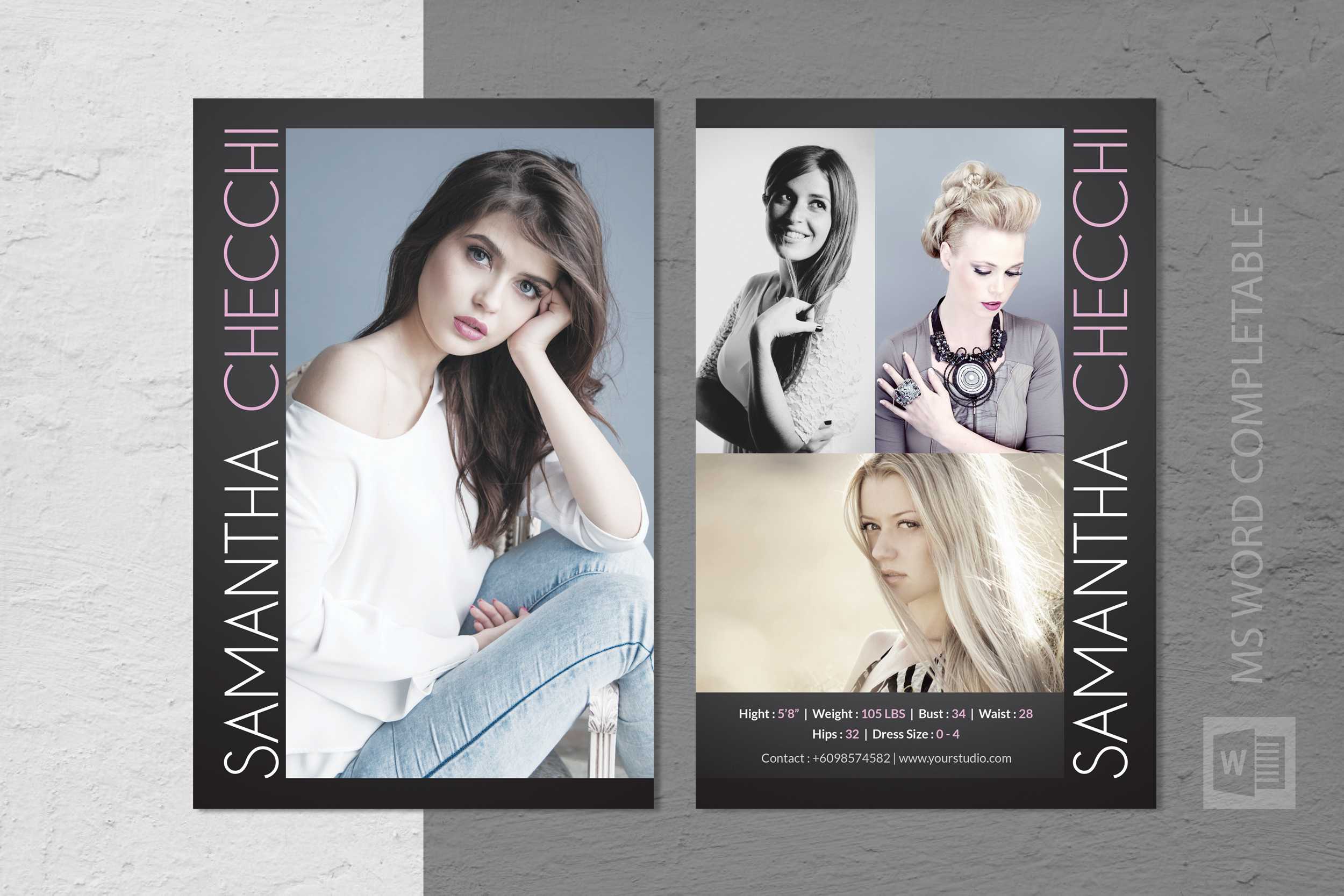 Fashion Modeling Comp Card Template Inside Zed Card Template