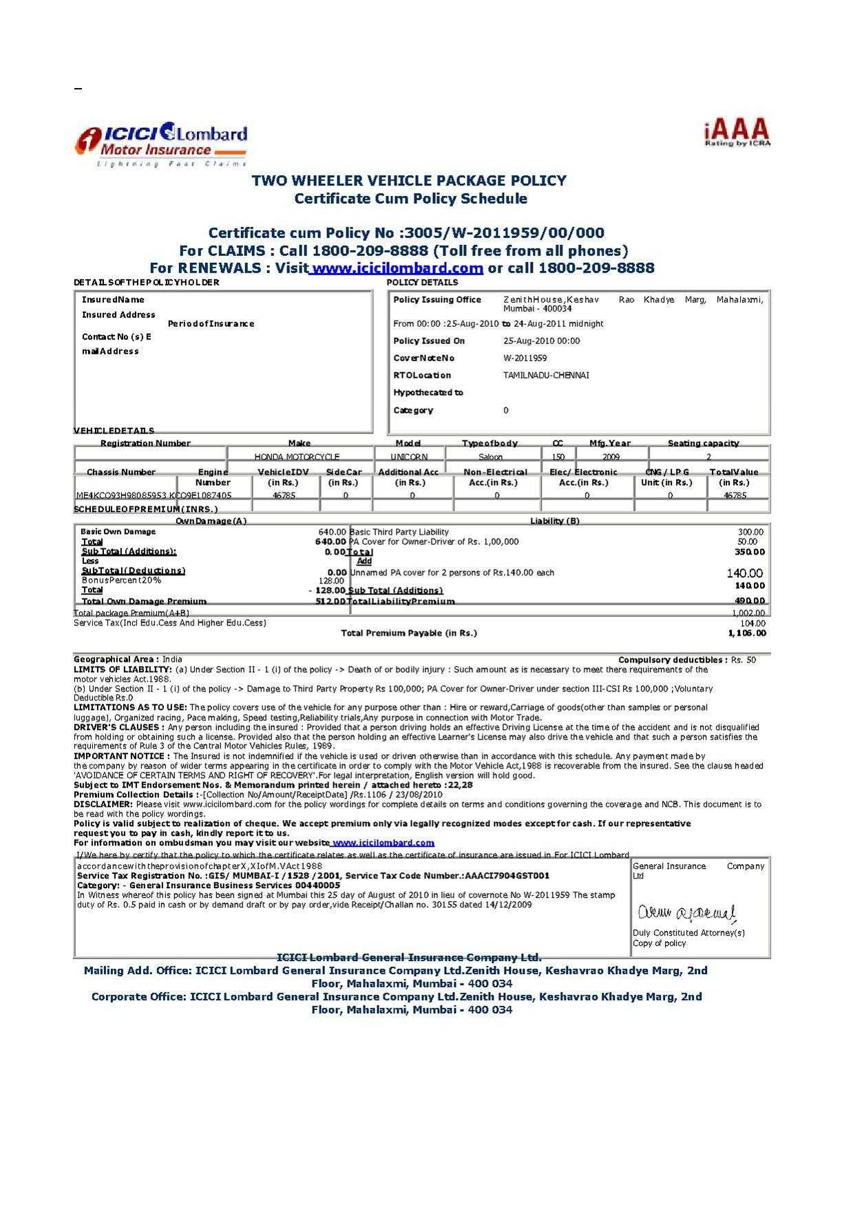 File:vehicle Insurance Certificate In India.pdf – Wikimedia In Auto Insurance Card Template Free Download
