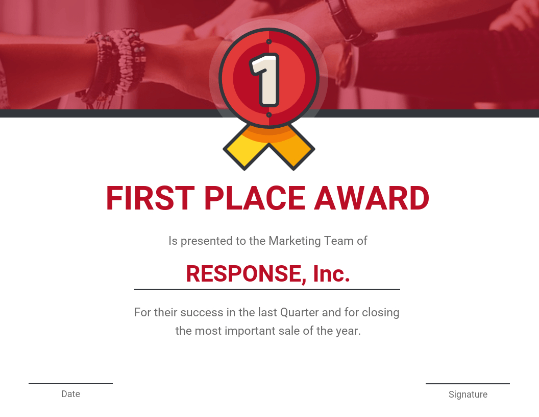 First Place Award Certificate Template For Academic Award Certificate Template