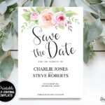 Floral Save The Date Card Throughout Save The Date Cards Templates