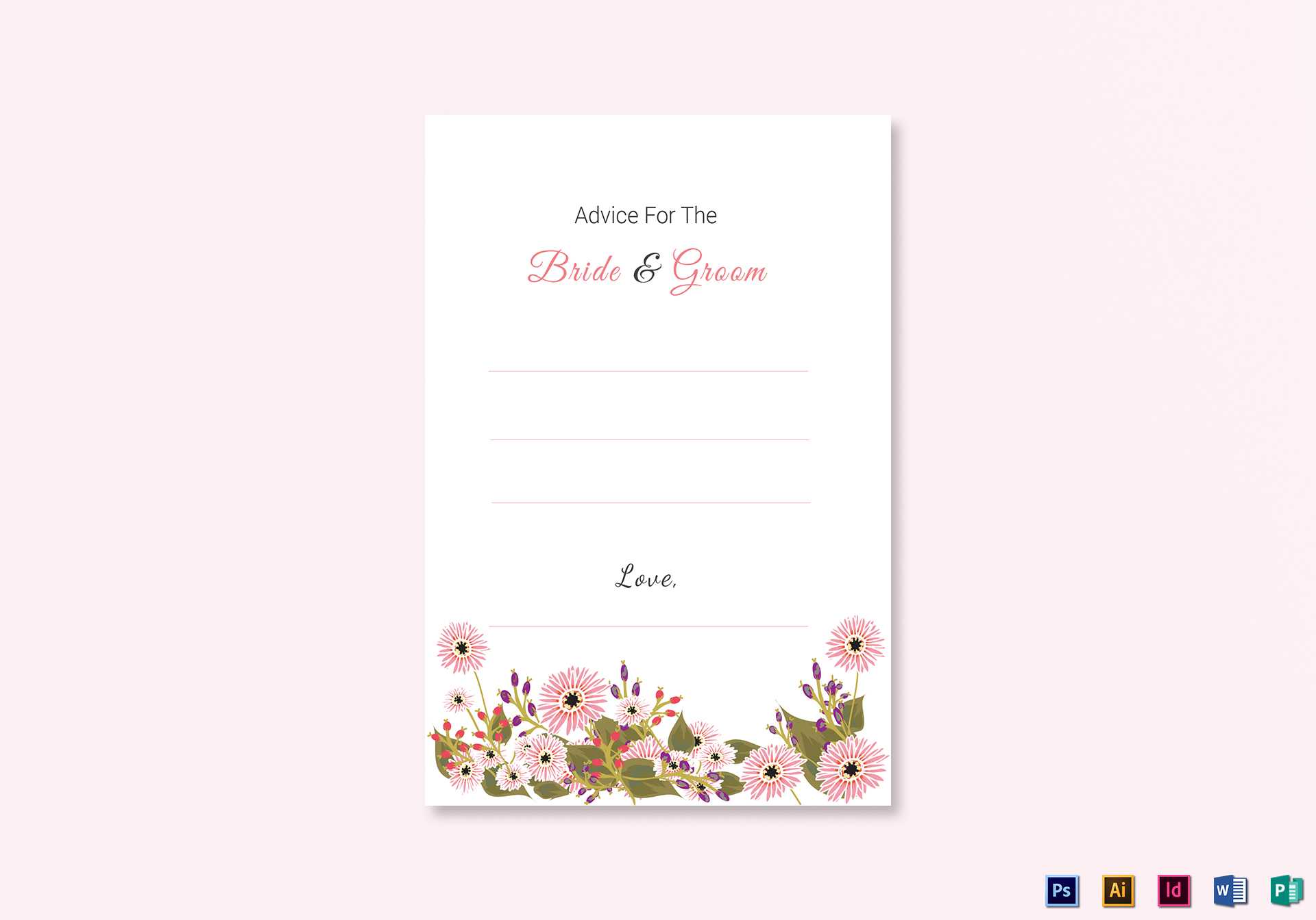 Floral Wedding Advice Card Template Regarding Marriage Advice Cards Templates