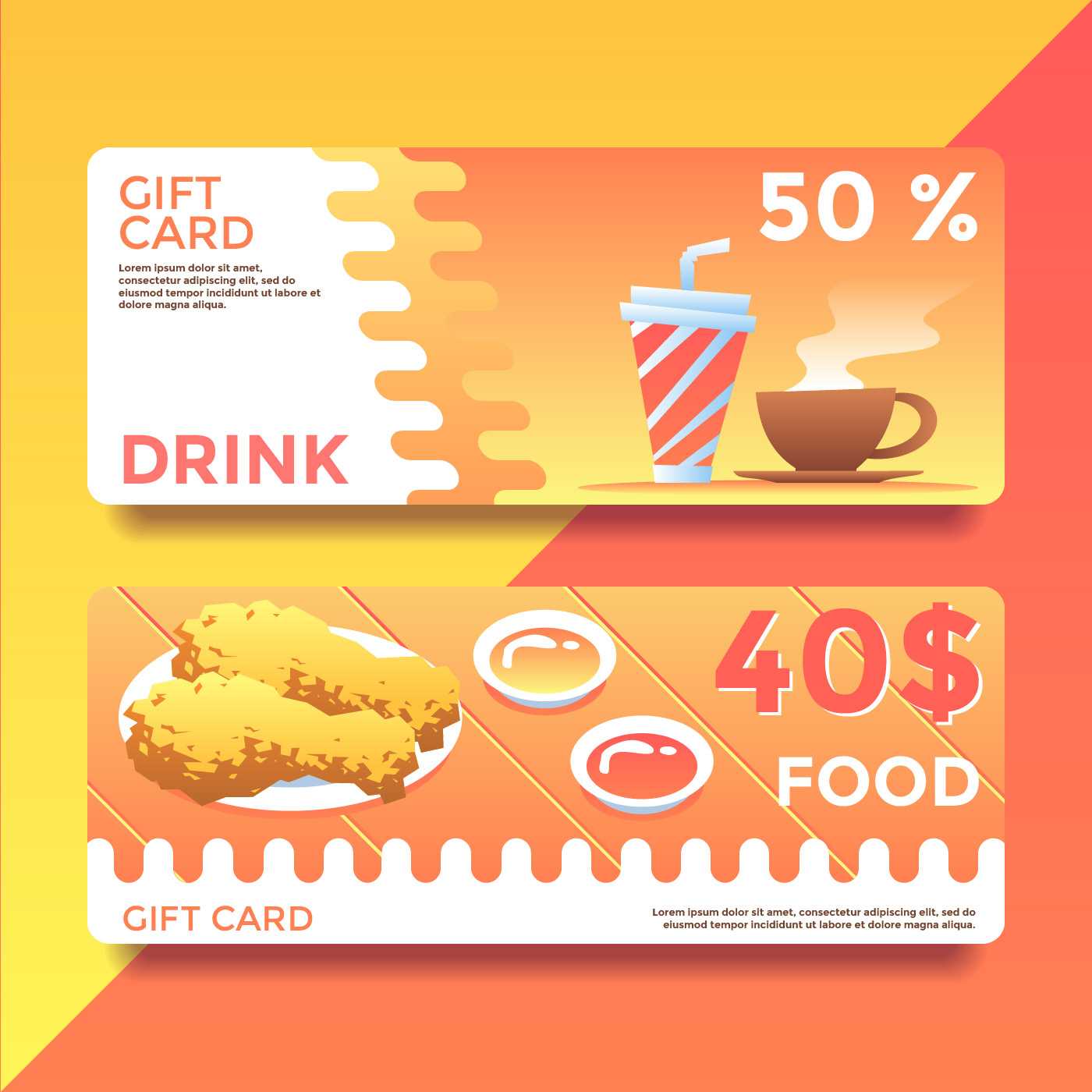 Food And Drink Gift Card Voucher Templates Vector – Download Pertaining To Movie Gift Certificate Template