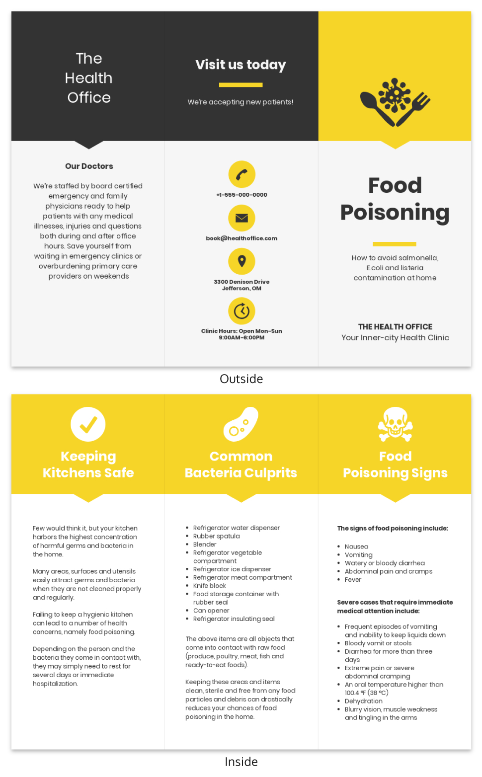 Food Poisoning Informational Tri Fold Brochure Template Within Open Office Brochure Template