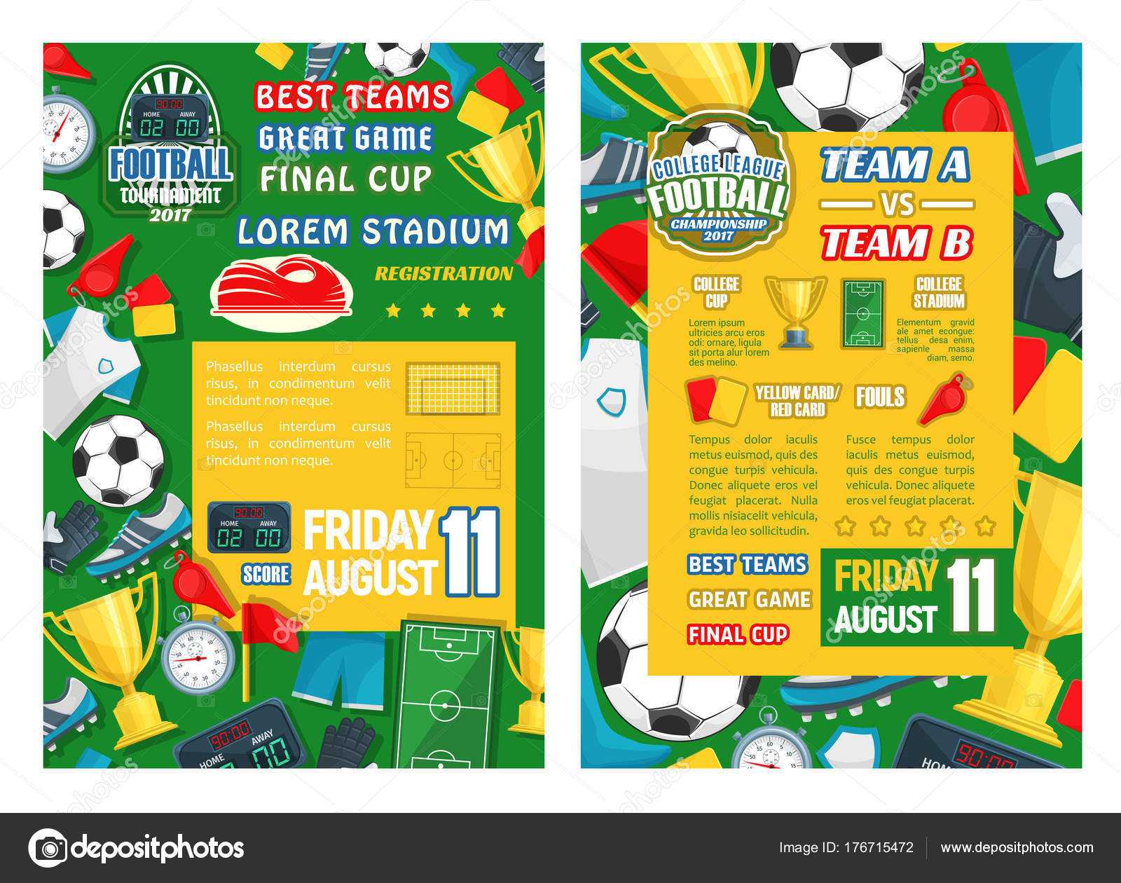 Football Or Soccer Sport Tournament Match Banner — Stock Throughout Soccer Referee Game Card Template