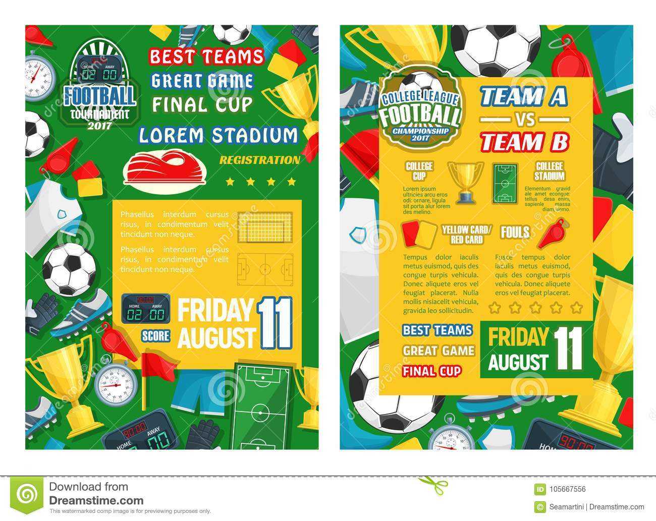 Football Or Soccer Sport Tournament Match Banner Stock Within Football Referee Game Card Template