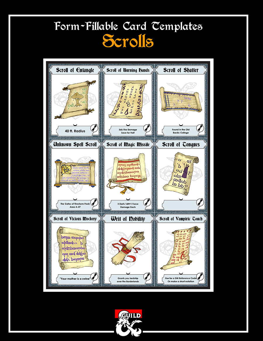 Form Fillable Scroll Card Templates And Art Library – Dungeon Masters Guild  | Dungeon Masters Guild Throughout Library Catalog Card Template