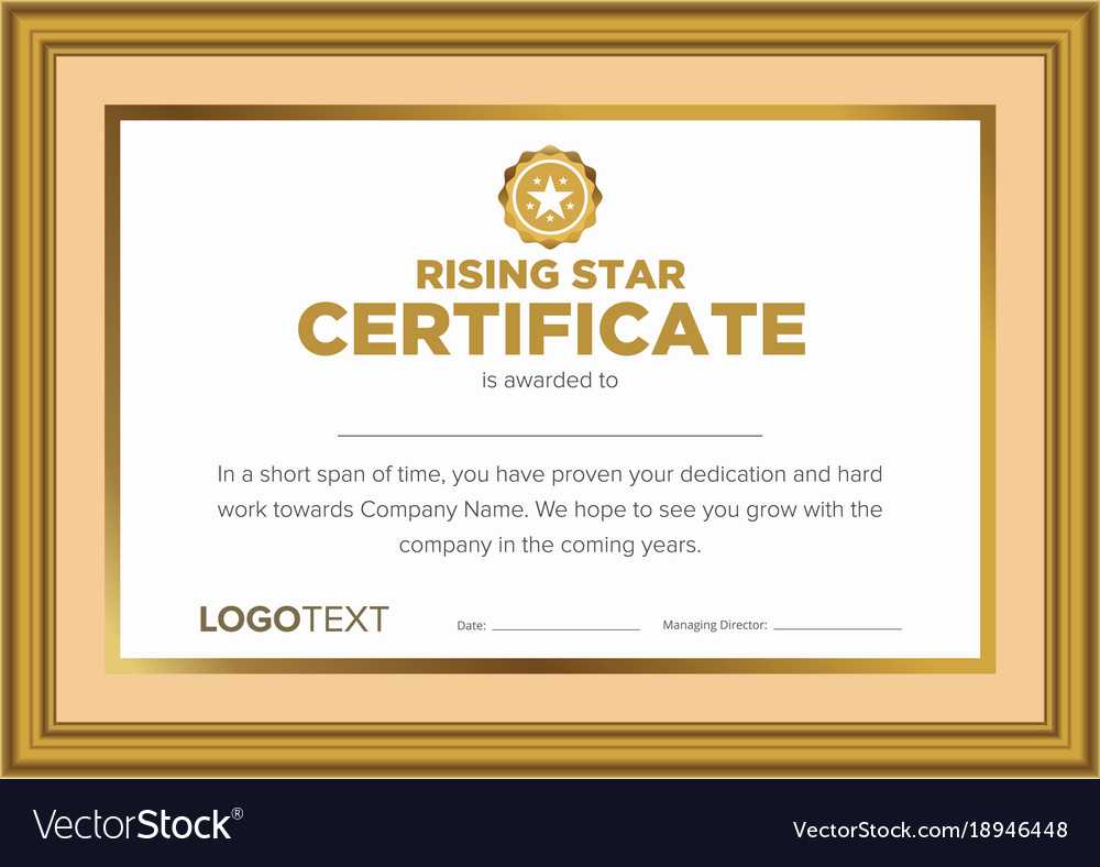 Framed Vintage Rising Star Certificate With Regard To Star Performer Certificate Templates