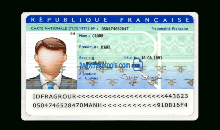 France Id Card Psd Template pertaining to French Id Card Template ...