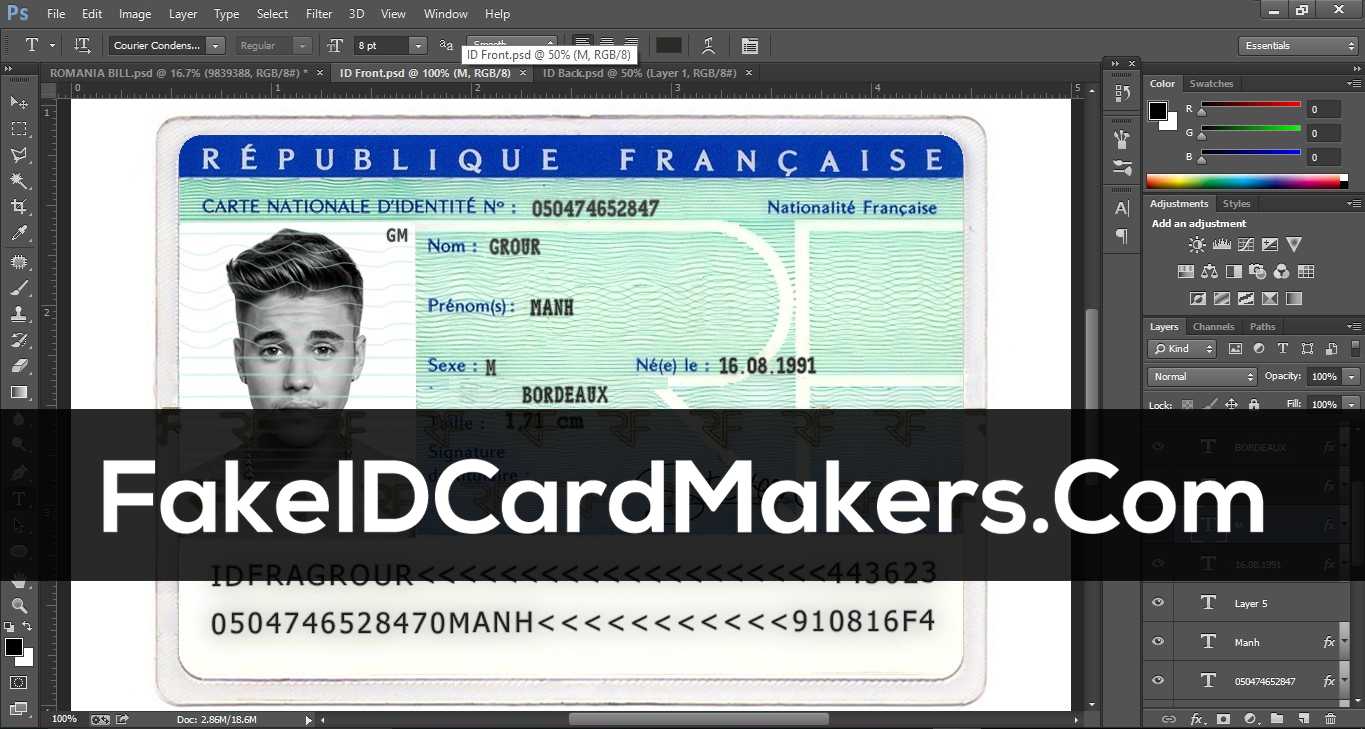 France Id Card Template Psd [Fake Driver License] Inside French Id Card Template