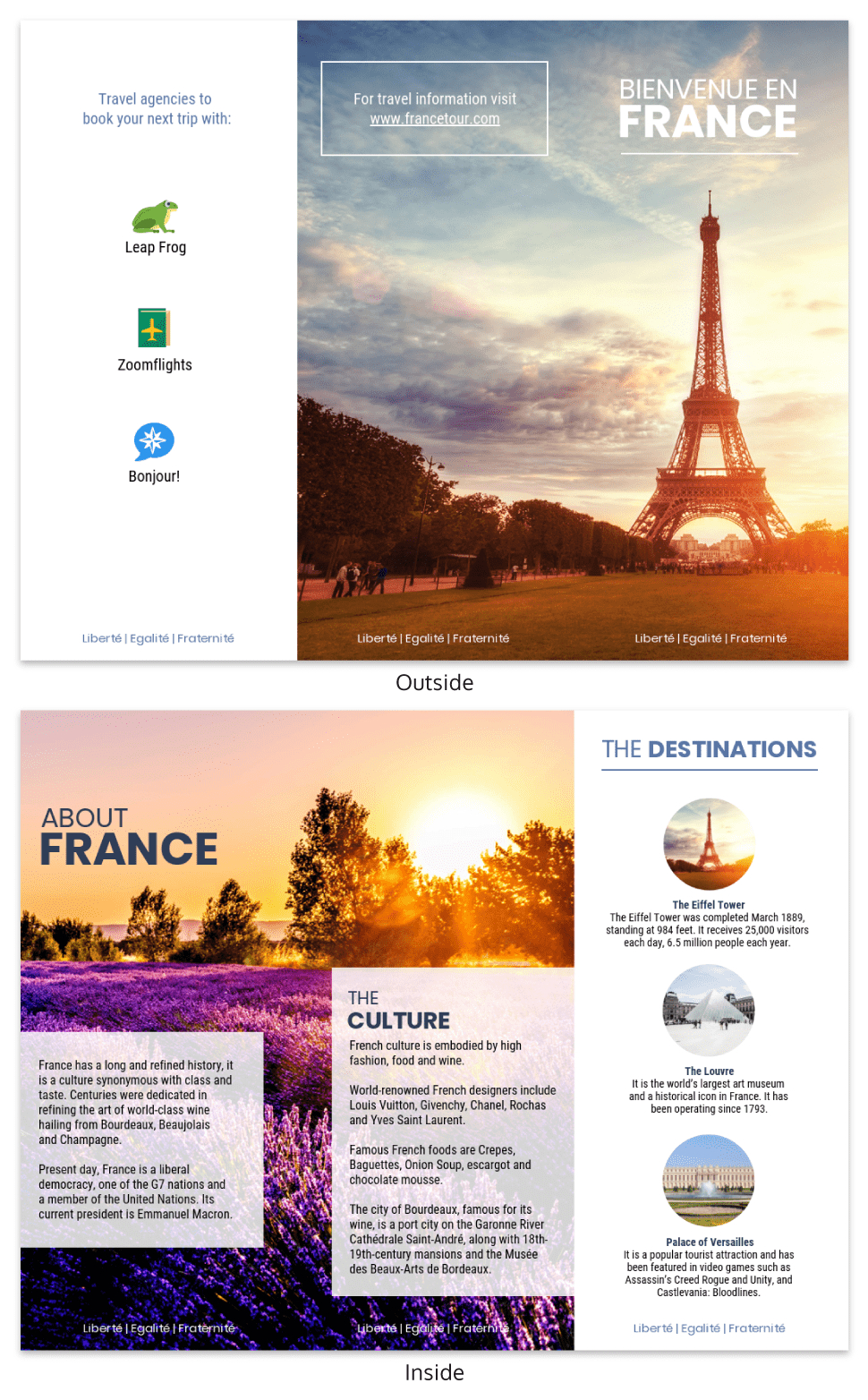 France Travel Tri Fold Brochure With Regard To Travel Brochure Template For Students