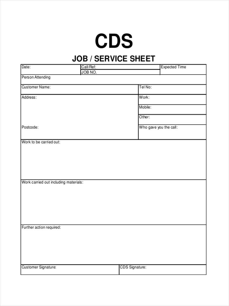 Free 10+ Job Sheet Examples & Samples In Google Docs For Sample Job Cards Templates