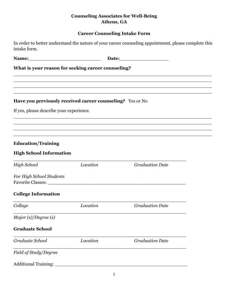 Free 21+ Counseling Intake Forms In Pdf | Ms Word Intended For ...