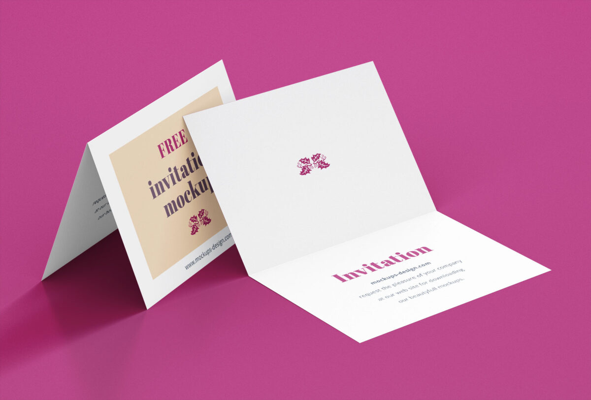 Download Free A7 Bi-Fold Greeting / Invitation Card Mockup Psd Set ...