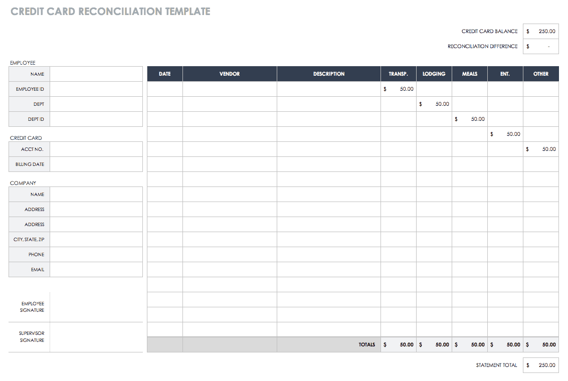 Free Account Reconciliation Templates | Smartsheet With Credit Card Statement Template Excel