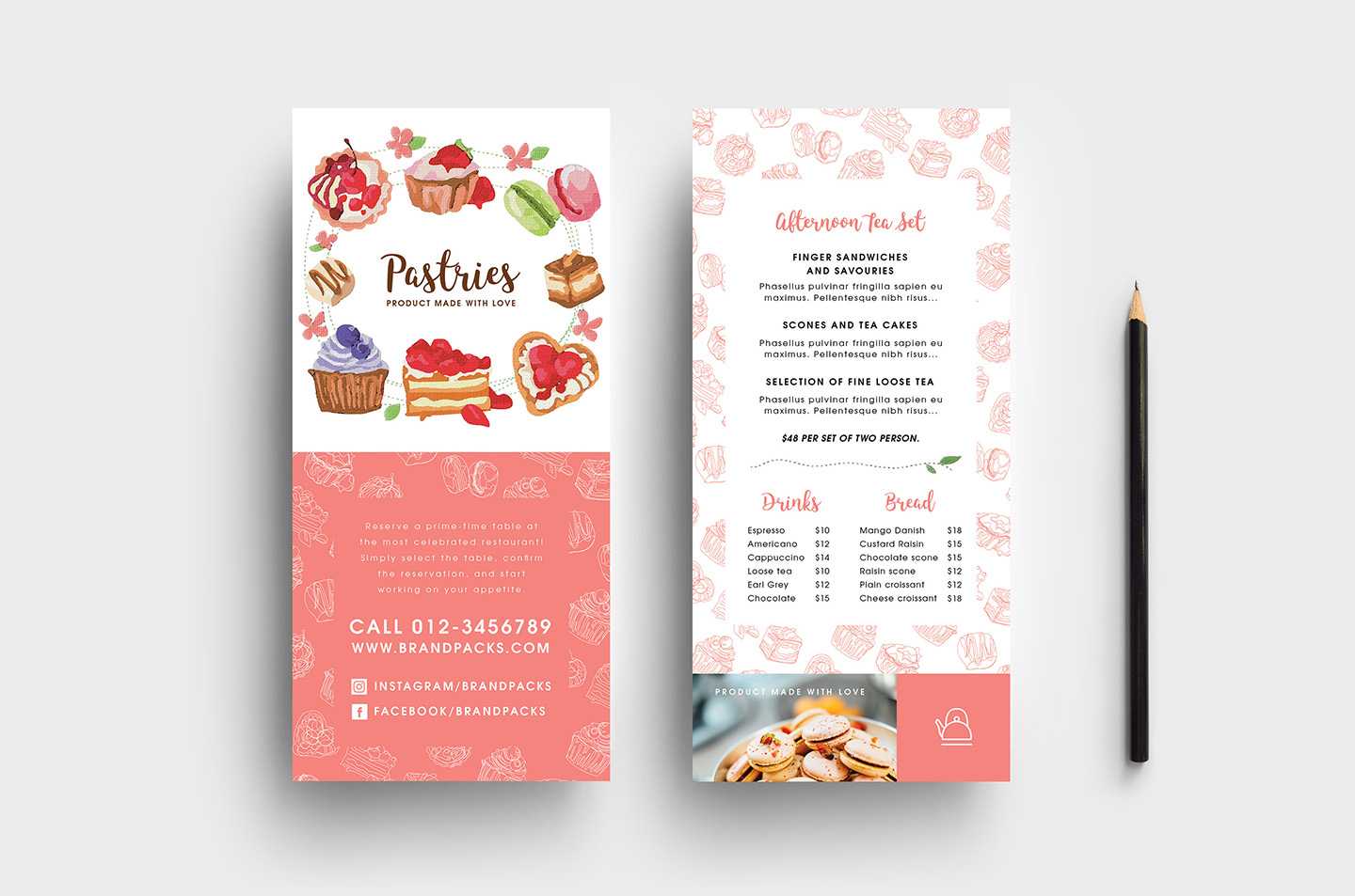 Free Bakery Dl Card Template – Psd, Ai & Vector – Brandpacks Throughout Dl Card Template