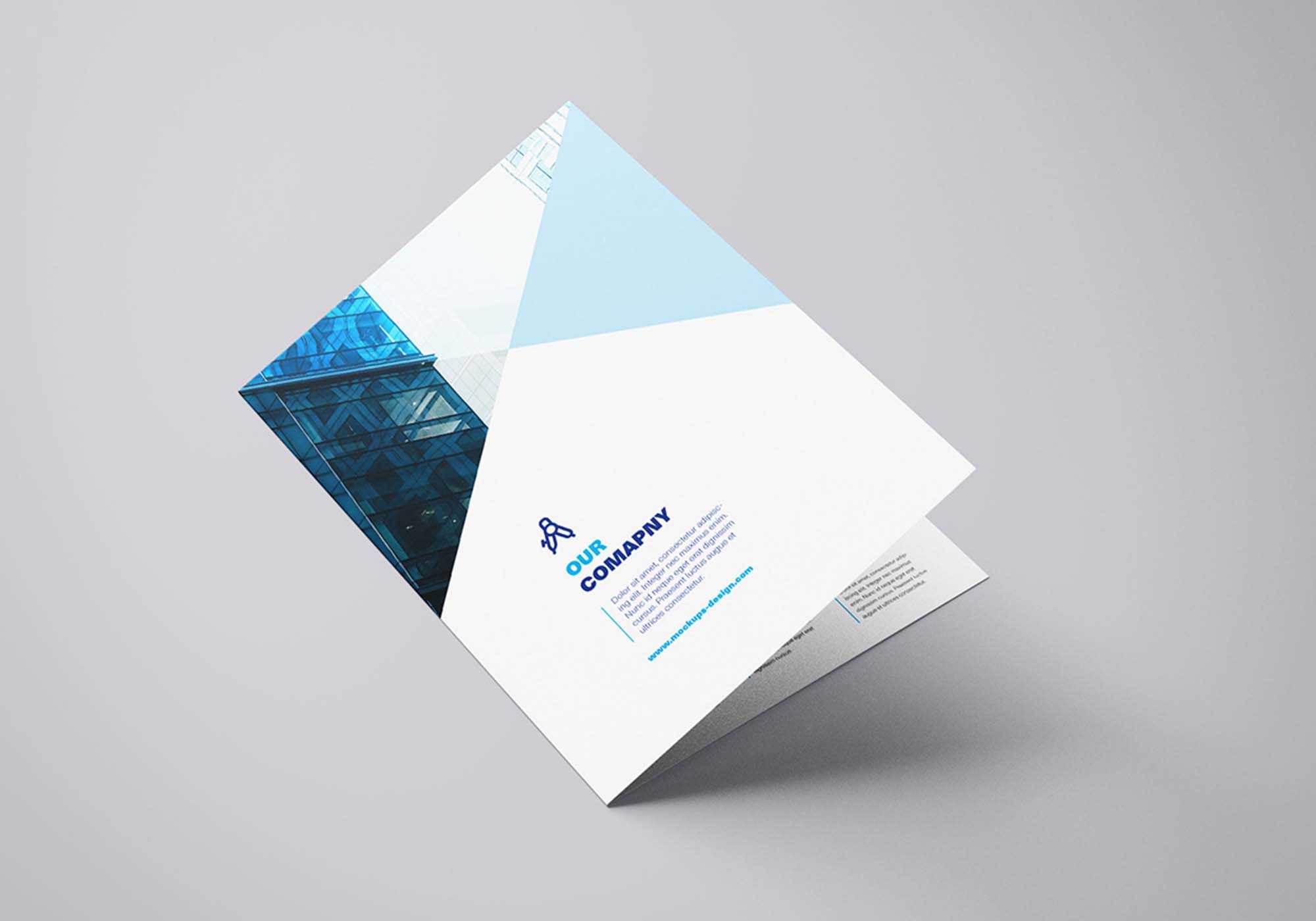 Free Bi Fold Mockup Template (Psd) Intended For Two Fold Brochure Template Psd