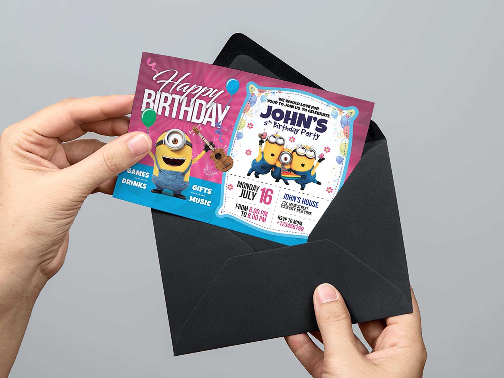 Free Birthday Invitation Card Template (Psd) Pertaining To Photoshop Birthday Card Template Free