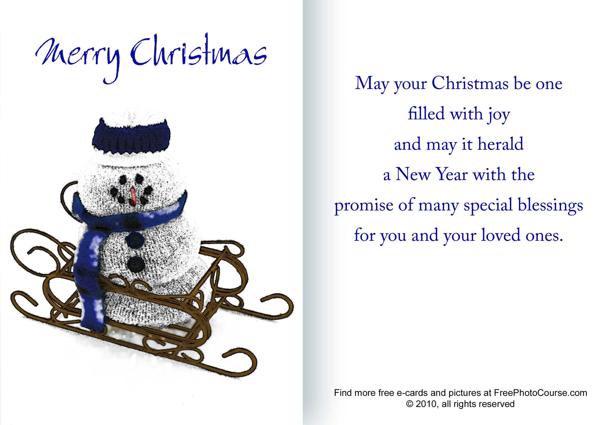 Free Christmas And Holiday Cards And Pictures With Regard To Quarter Fold Card Template