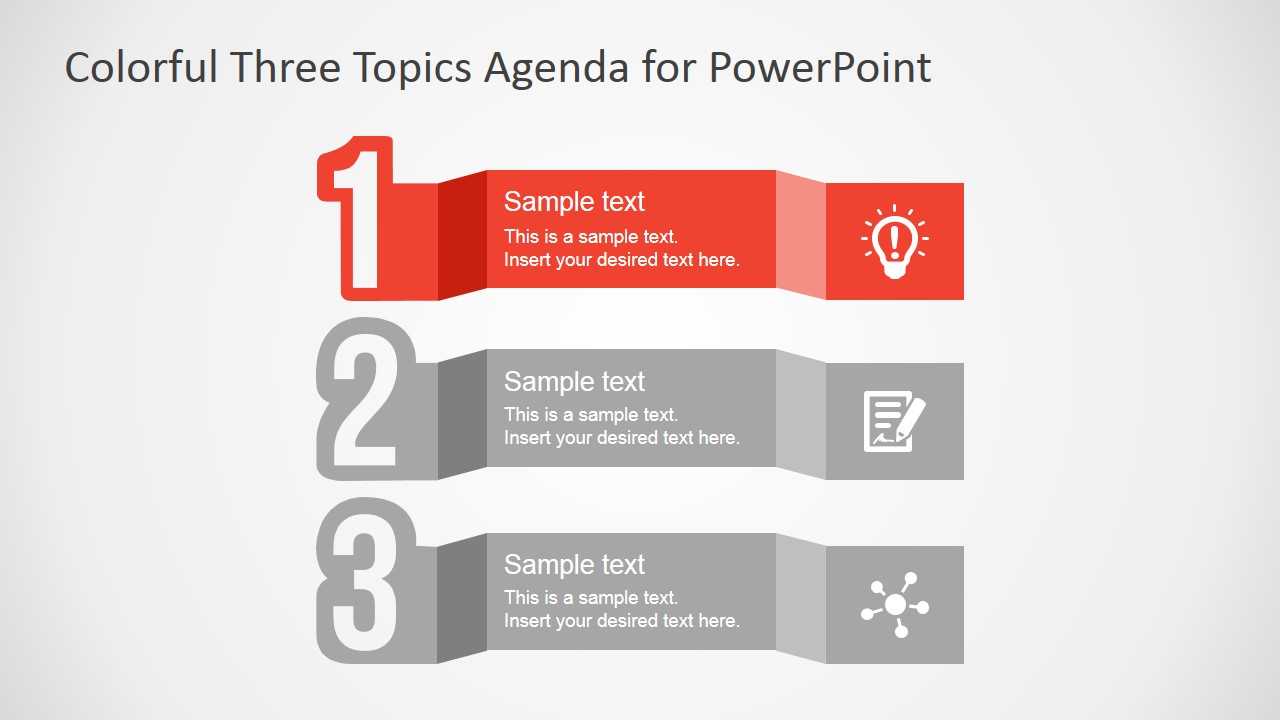 Free Colorful Three Topics Agenda For Powerpoint Pertaining To Replace Powerpoint Template
