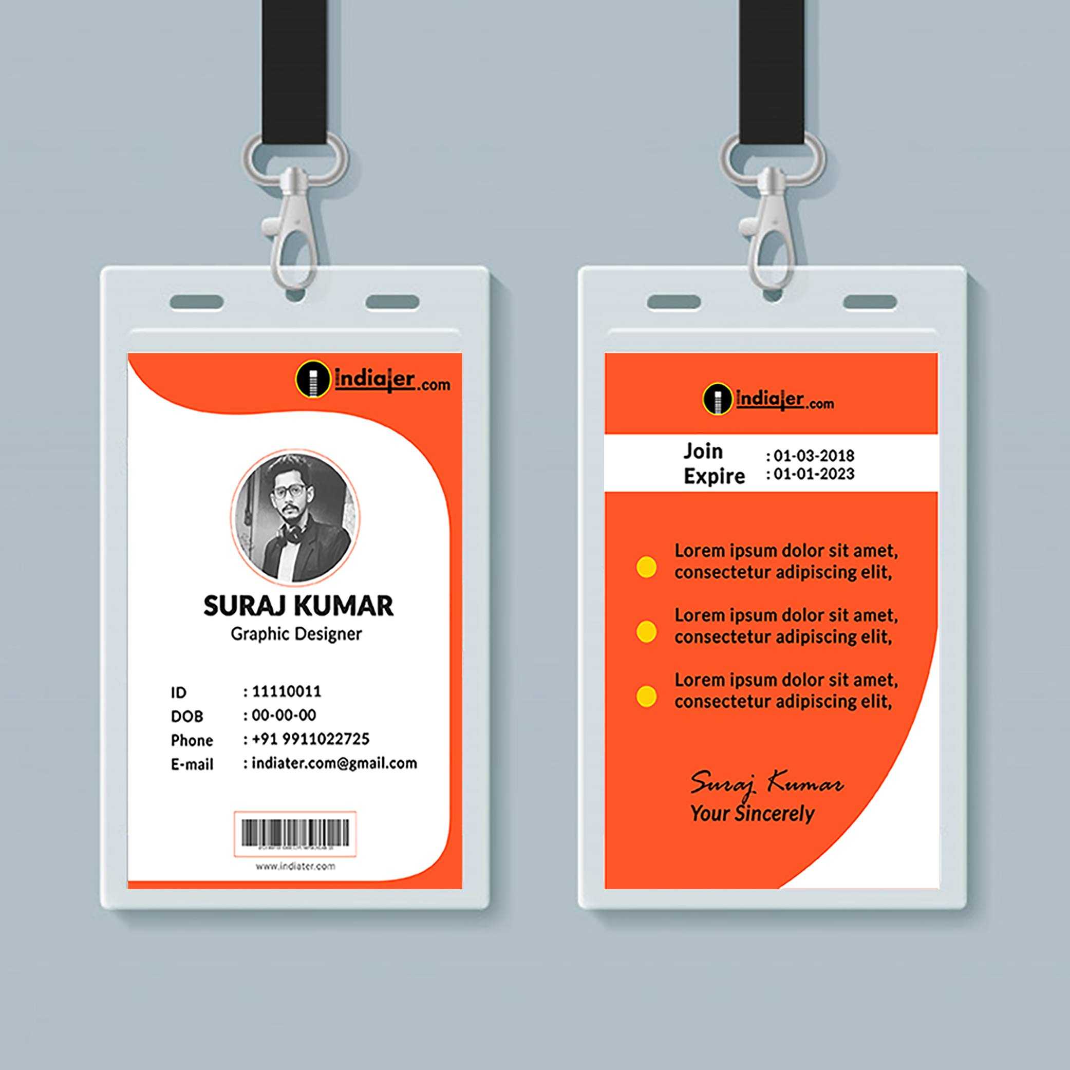 Free Creative Identity Card Design Template Psd – Indiater Inside Media Id Card Templates