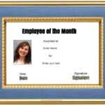 Free Custom Employee Of The Month Certificate With Regard To Employee Of The Month Certificate Template