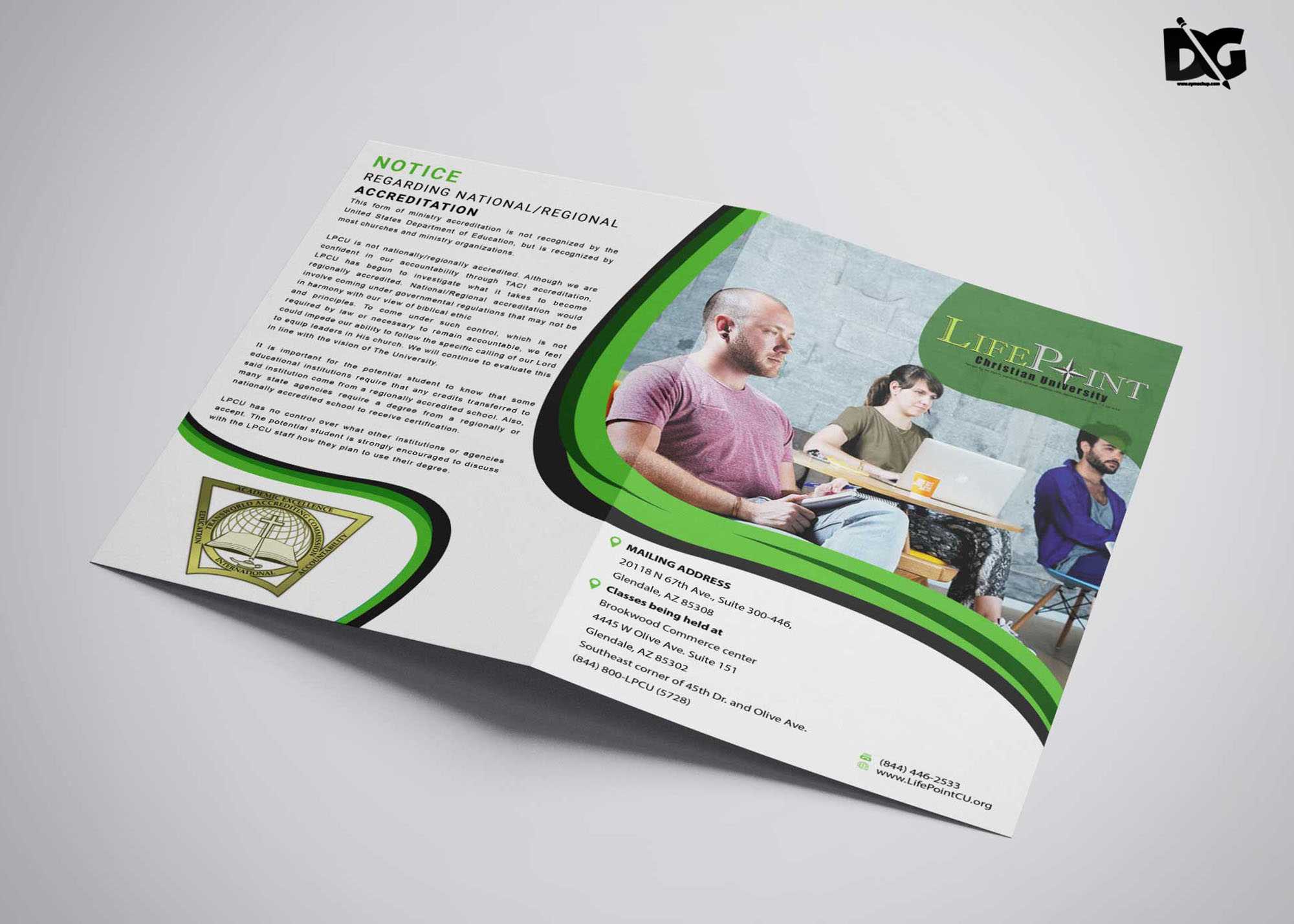 Free Download Psd University Bi Fold Brochure Template Inside Two Fold Brochure Template Psd