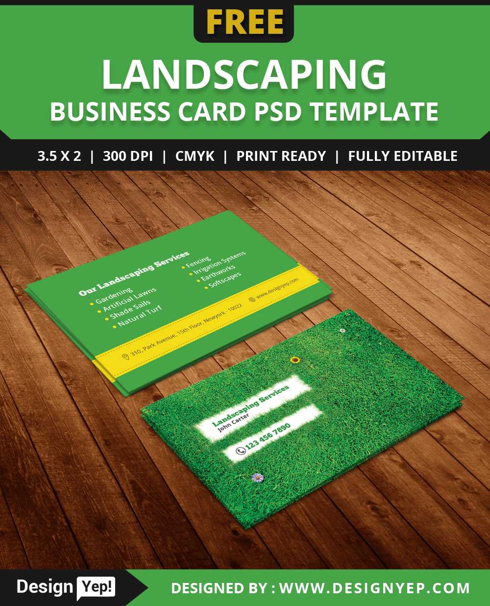 Free Landscaping Business Card Template Psd – Designyep In Gardening Business Cards Templates